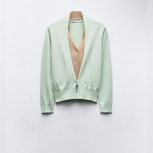 Zara DOUBLE FABRIC KNIT CARDIGAN